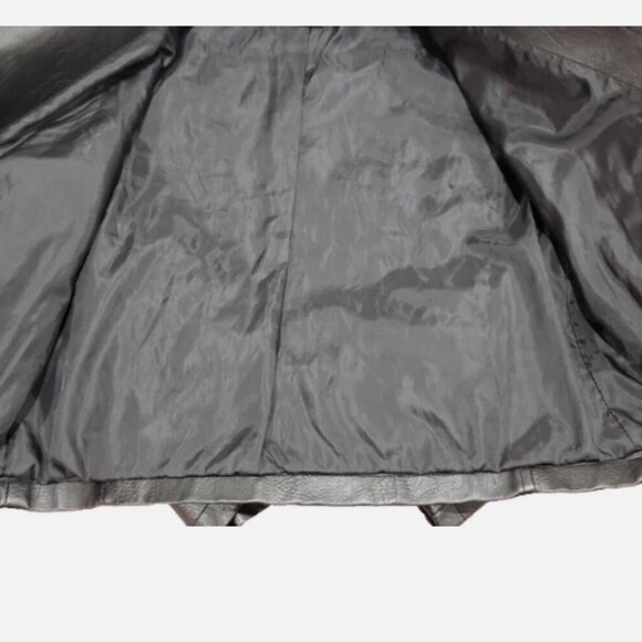 Anna Cai New York Short Black Faux Leather Jacket Zipper Pockets & Sleeves SZ S - Picture 5 of 5